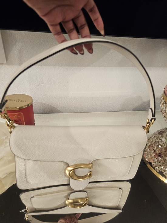 Coach Soft Pebble Leather Tabby Shoulder Bag in Chalk - Picture 2 of 9